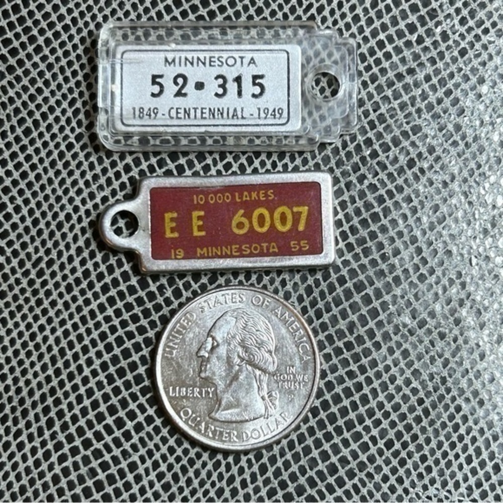 Miniature MN Key Fob License Plates, 1955 and Centennial 1849-1949 😎